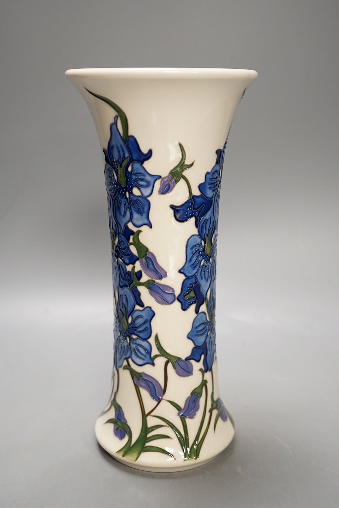 A Moorcroft 'delphinium' vase by Kerry Goodwin, limited edition 159/10, 2015, boxed, 25.5 cms high.